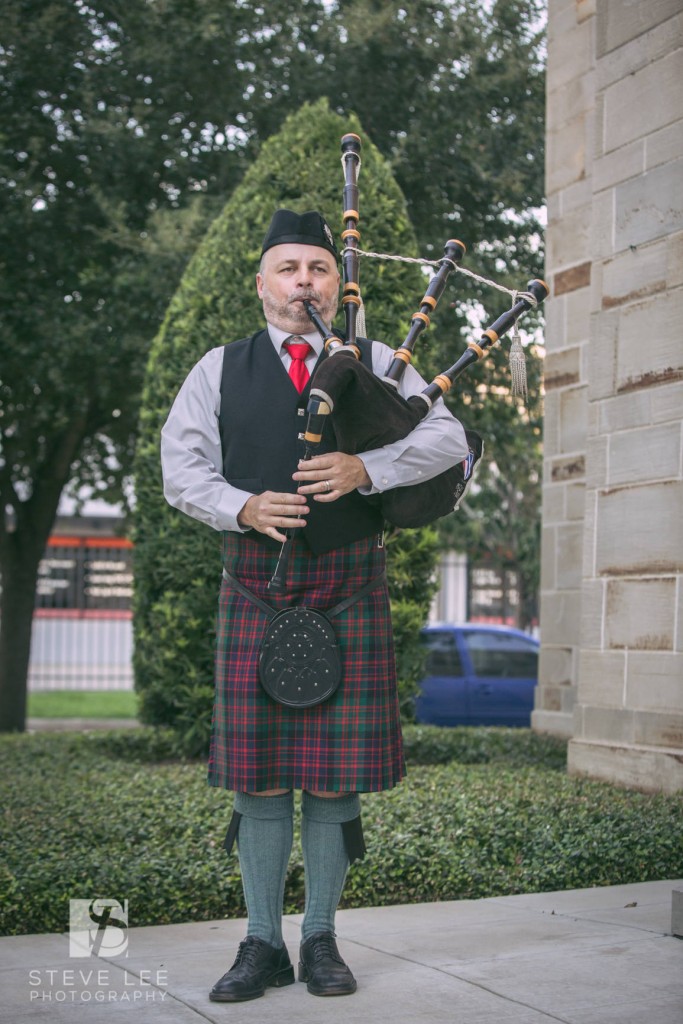 Bagpiping outside the McDaniel wedding in Houston TX